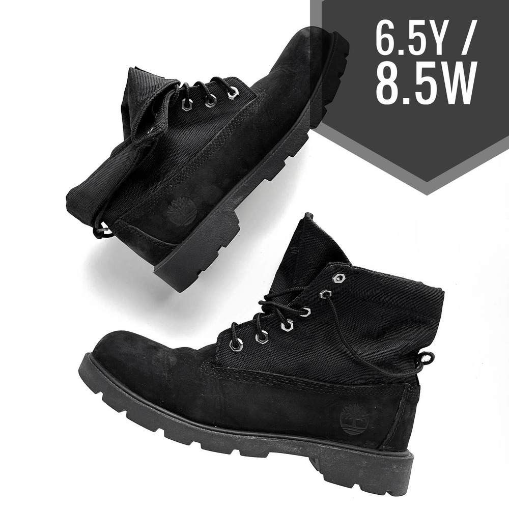 Timberland Roll Top Boots Nubuck - Black Leather Youth 6.5 / Womens 8.5/9